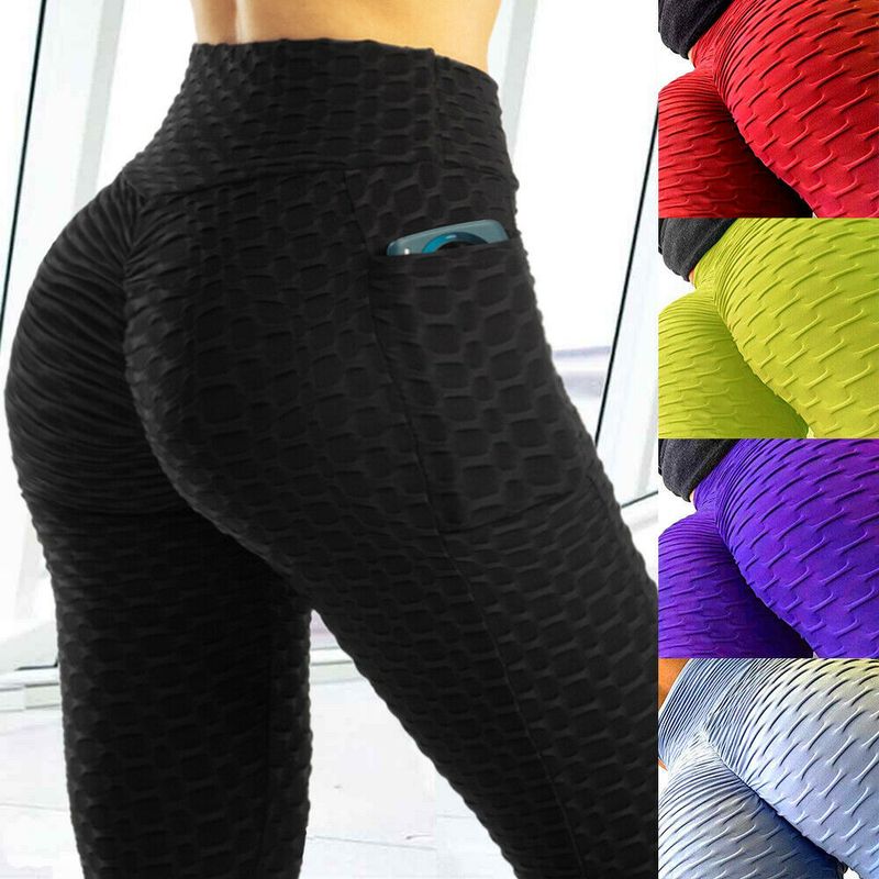 Femmes Mode Couleur Unie Polyester Poche Actif Bas Leggings