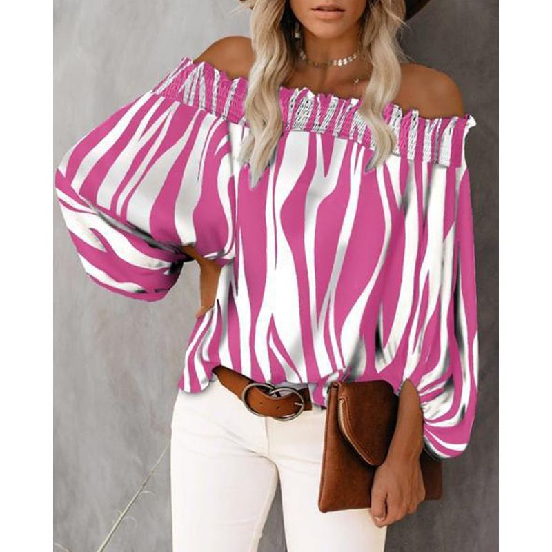 Women's Blouse Long Sleeve Blouses Printing Elegant Stripe