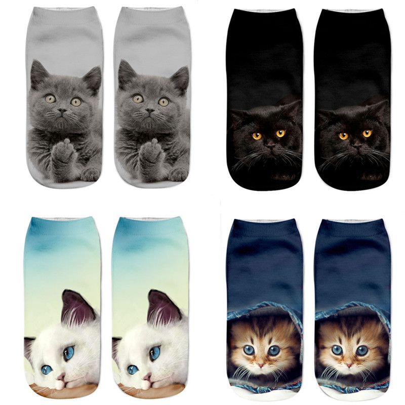 Unisex Mode Katze Polyester Baumwolle Polyester Handgemacht Ankle Socken Ein Paar