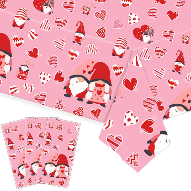 Valentine's Day Doll Heart Shape Pe Party Tablecloth 1 Piece