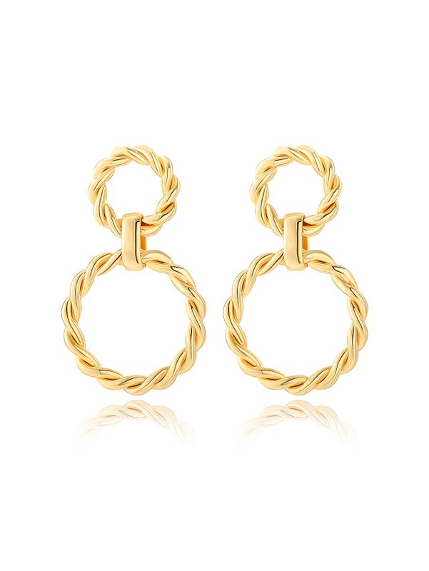 Vintage Geometric Copper-plated Twist Double Circle Earrings Wholesale