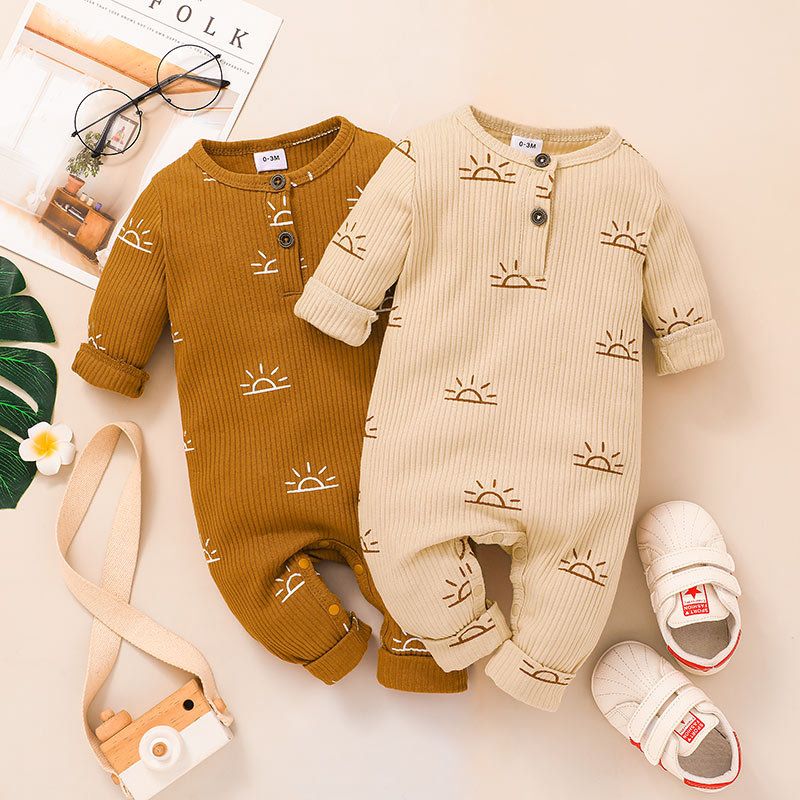 Newborn Spring And Autumn Baby Long Sleeve Pit Romper Casual Jumpsuit