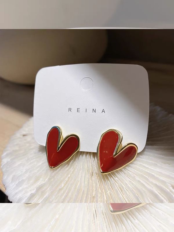 Dripping Oil Heart-shaped Metal Earrings