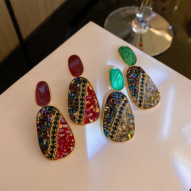 Vintage Drop Oil Crystal Geometric Earrings Wholesale