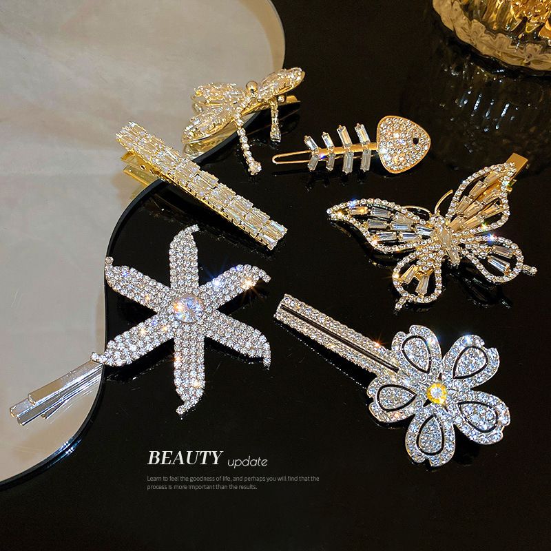 European And American Diamond-studded Flower Hairpins  Exaggerated Duckbill Clip