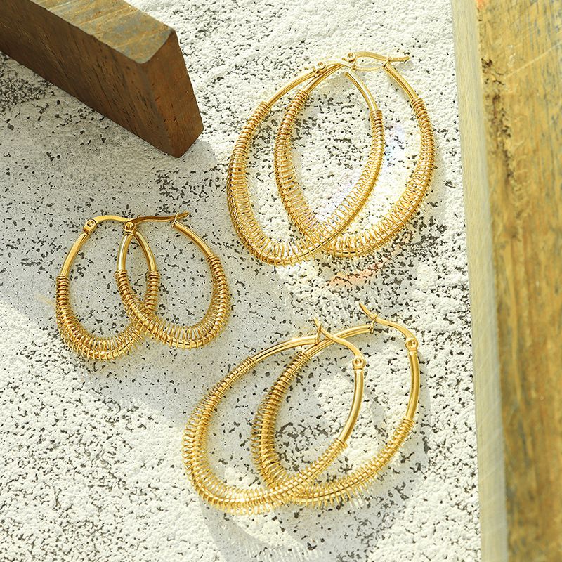 European And American Retro U-shaped Non-fading Titanium Steel Plated 18k Real Gold Earrings
