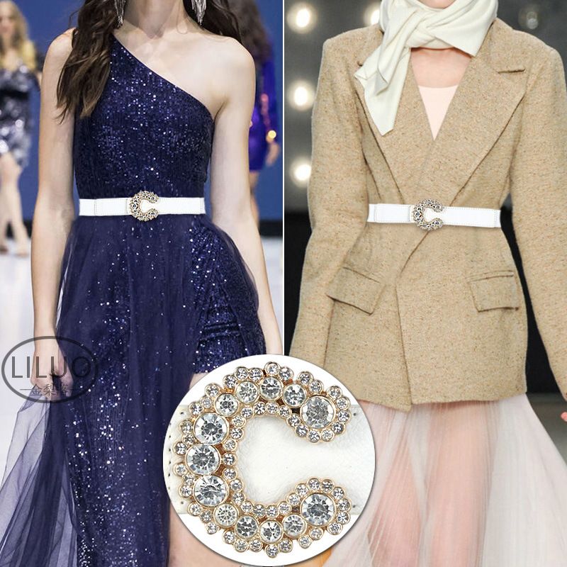 Fashion Belt Women's Decorative Dress C-shaped Diamonds Belt