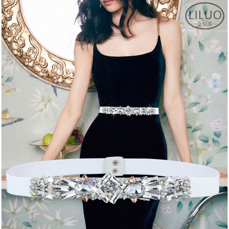 Cinturón Decorativo De Accesorios Para Mujer Con Diamantes De Imitación De Cristal Blanco A La Moda