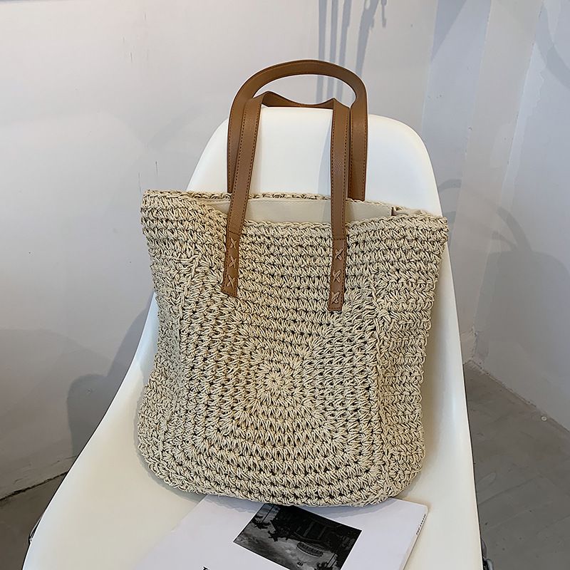 Straw Woven Bag Women's New Fashion Shoulder Bag Large-capacity Literary Simple Woven Bag40*42*3cm