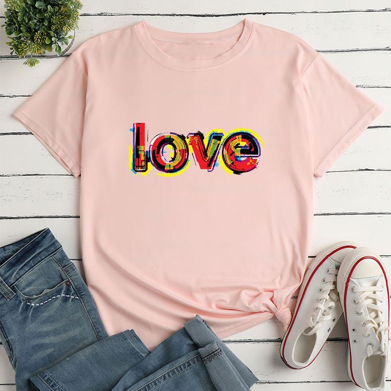 Camiseta Informal Suelta Con Estampado De Letras Simples A La Moda Para Mujer