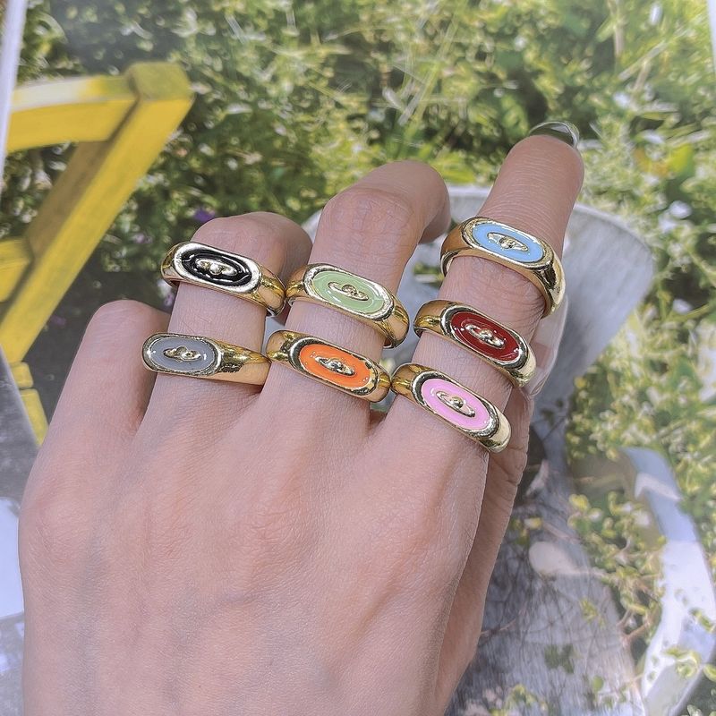 Simple Geometric Gold-plated Ring Female Retro Alloy Drip Oil Ring Wholesale
