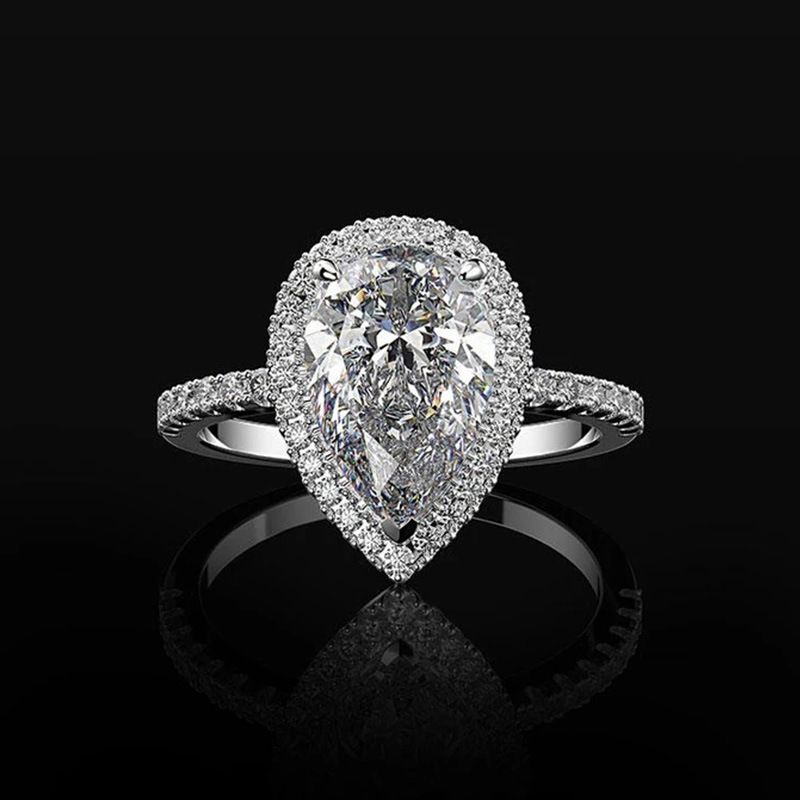 Creative Sparkling Drop-shaped Copper Zircon Wedding Ring Ladies Wedding Jewelry Wholesale
