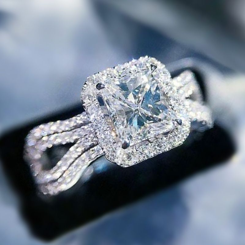 Neuer Ehering Exquisiter Kupfer Voll Diamant Zirkon Damen Verlobung Sring