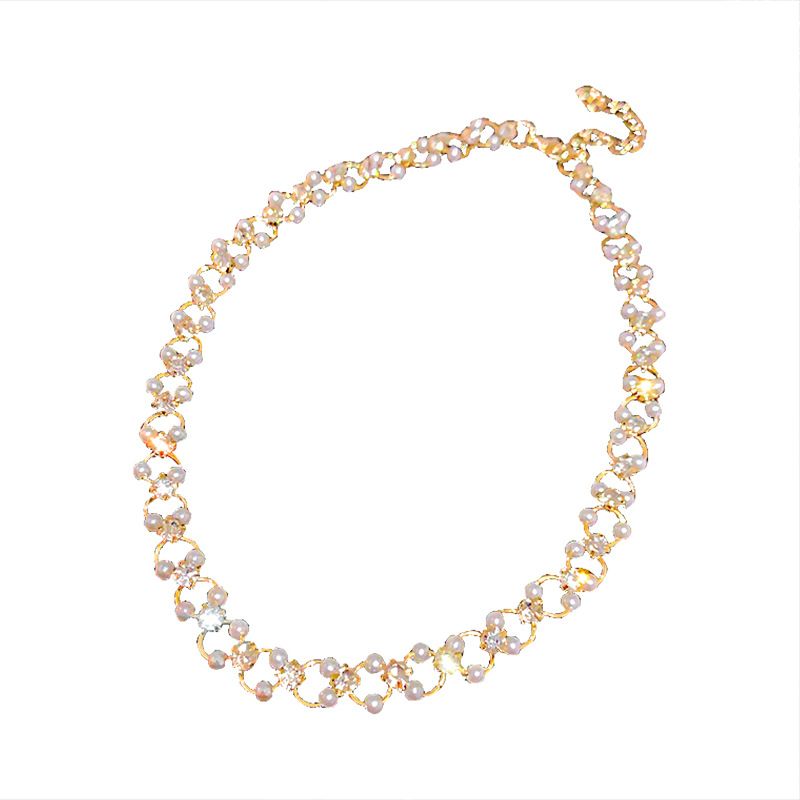 Fashion Simple Necklace Diamond Pearl Alloy Necklace