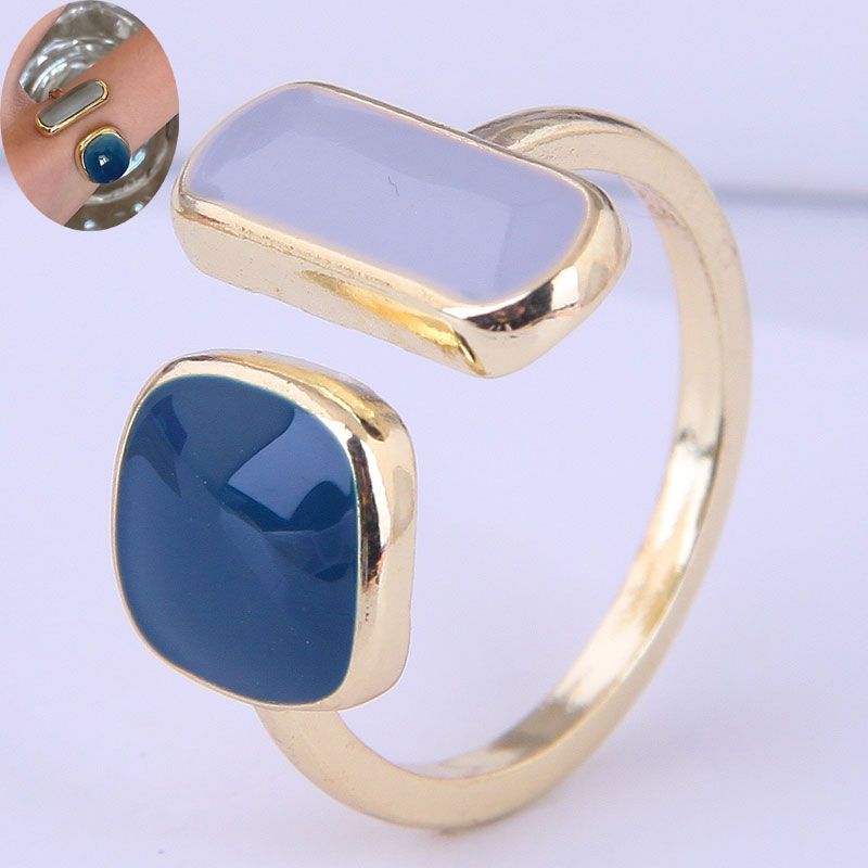 Nuevo Anillo De Cobre Abierto De Color De Contraste De Forma Geométrica De Moda Al Por Mayor