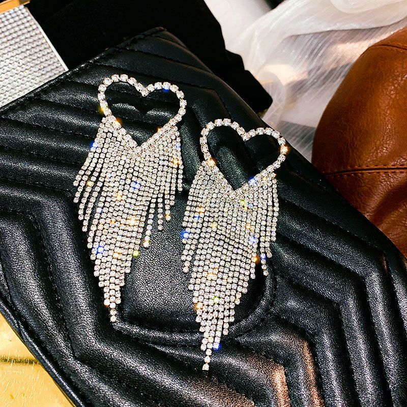 Mode Herz Diamant Legierung Künstliche Edelsteine Ohrringe