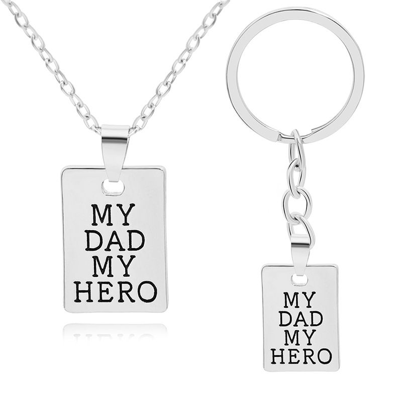 Creative Letters My Dad My Hero Pendant Keychain Alloy Pendant