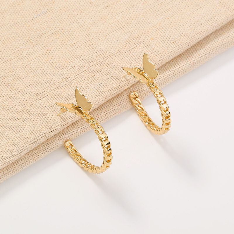 Jewelry Fashion Geometric C-shaped Punk Metal Butterfly Earrings Wholesale