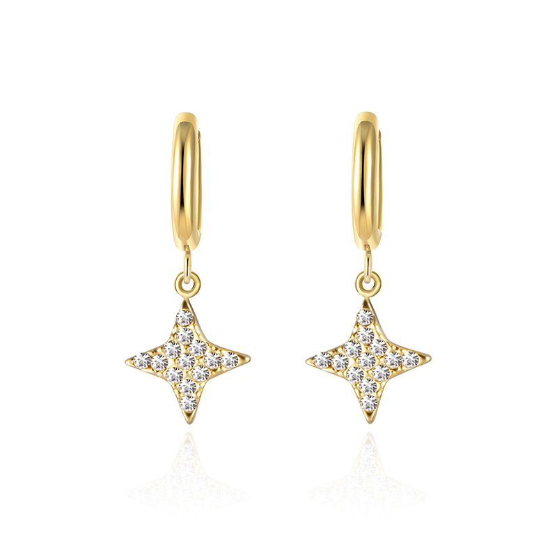 Four-pointed Star Earrings Stainless Steel Plated Simple Ear Buckle Wholesale