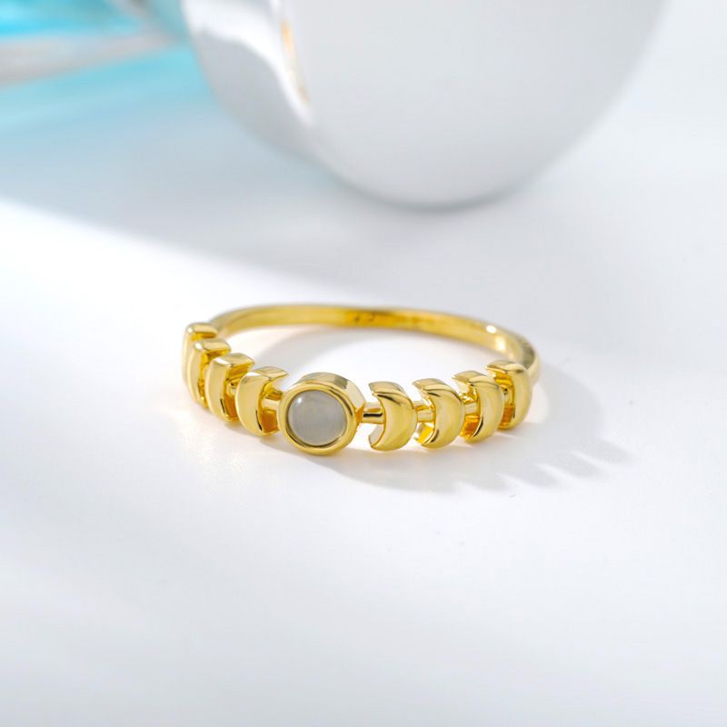 Fashion Opal Moon Ring Sun Copper Ring