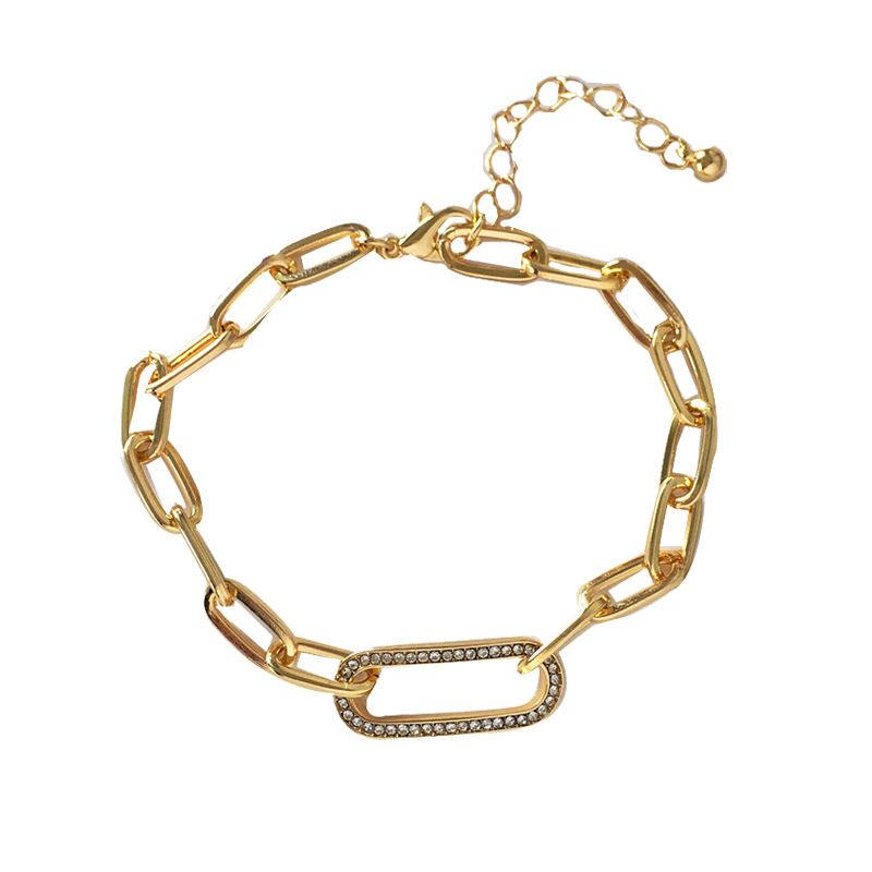 Real Gold Electroplating Geometric Hollow Micro-set Zircon Bracelet Korean Jewelry