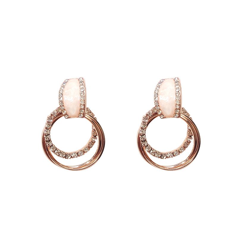 Fashion Rhinestone-encrusted Geometric Circle Metal Earrings Wholesale