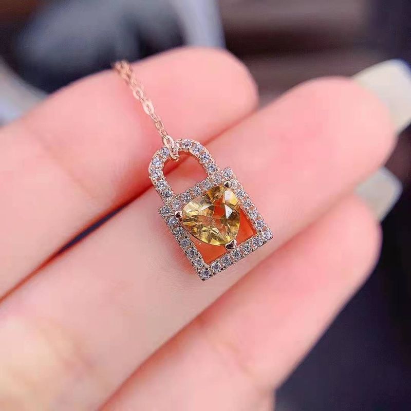 Collier De Serrure De Coeur De Diamant Micro-incrusté Mignon De Mode Pendentif En Cuivre