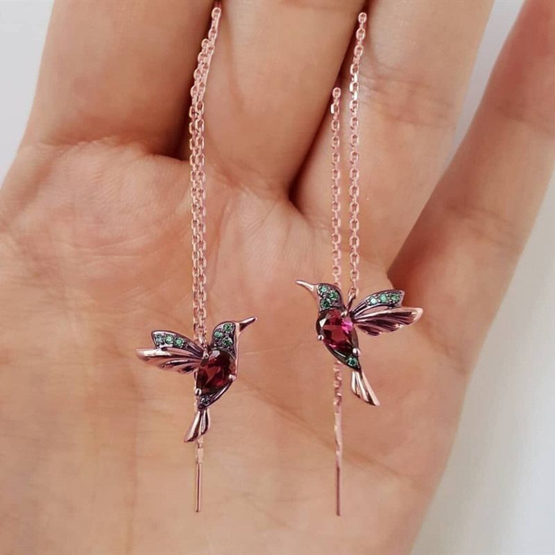 Pendientes De Cobre De Circón Con Incrustaciones De Cobre En Forma De Pájaro De Moda Al Por Mayor