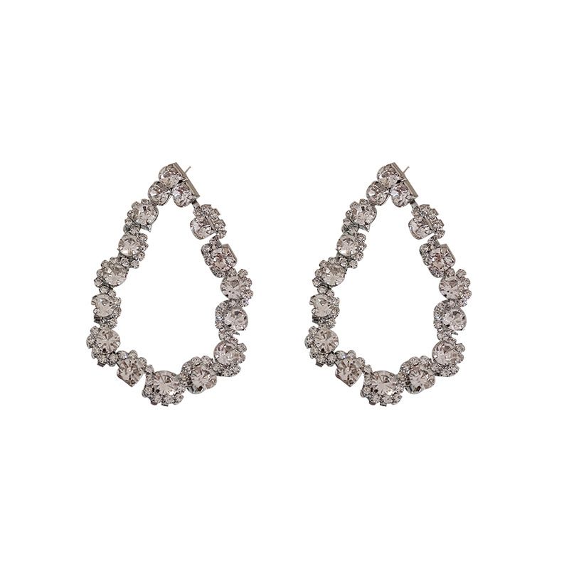 Fashion Water Drop Inlaid Rhinestone Alloy Earring Wholesale