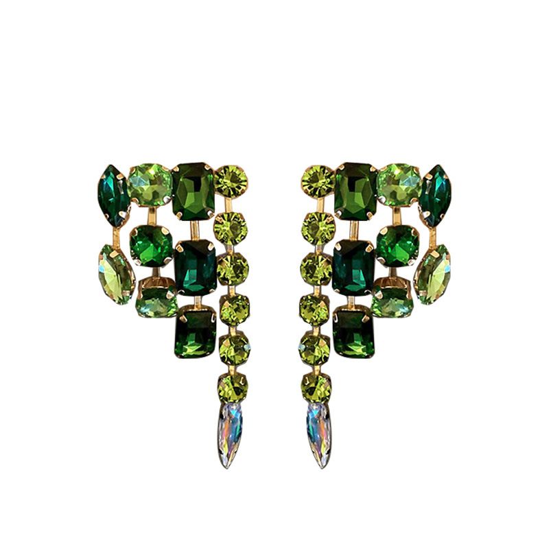 Fashion Rhinestone-studded Irregular Geometric Copper Earrings Wholesale