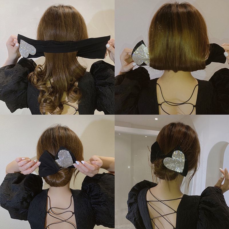 Heart Diamond-encrusted Korean Twisting Stick Hair Rope Back Head Simple Hair Accessories