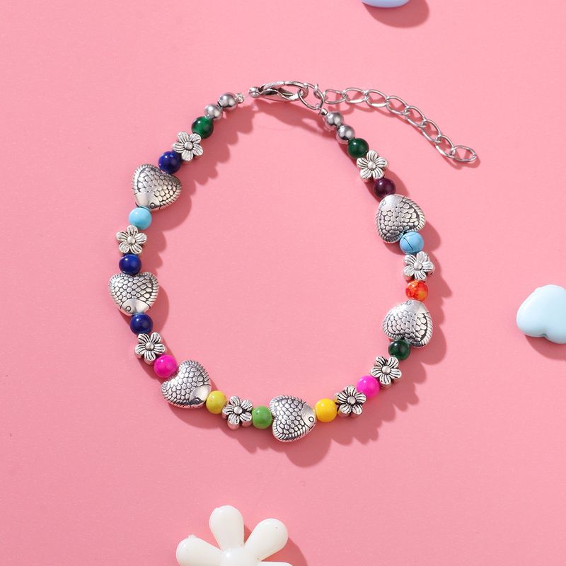 2022 Spring Color Bracelet Metal Fish Small Flower Beads Bracelet Jewelry