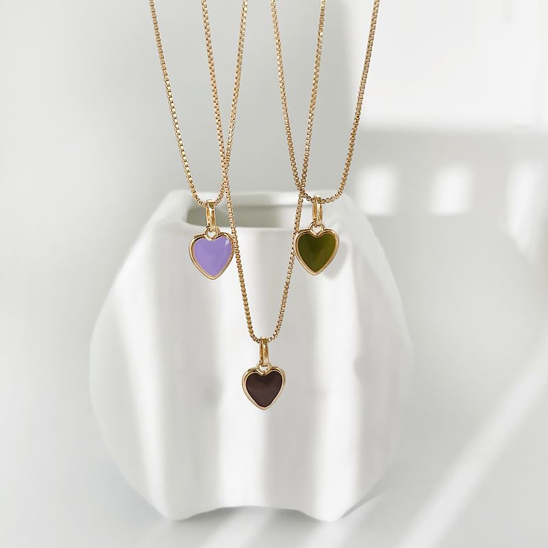 New Drip Oil Heart Shaped Simple Clavicle Women's Alloy Necklaces