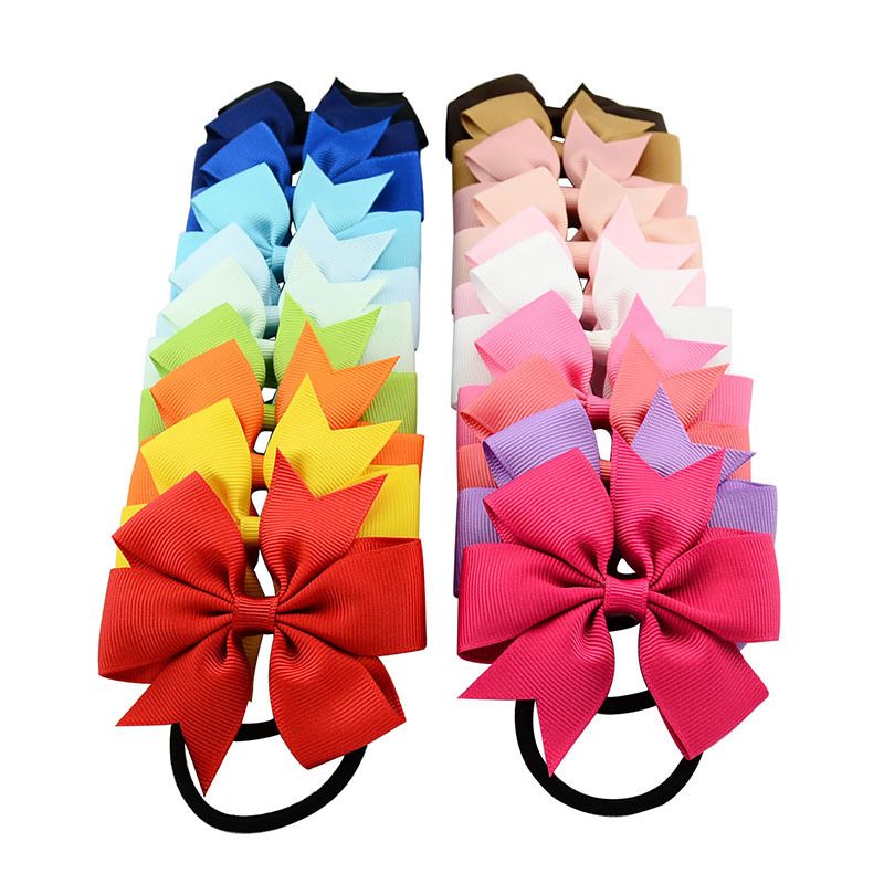 Fashion Children Ribbed Ribbon Bow Hair Ring Multicolor Head Rope Hair Accessories