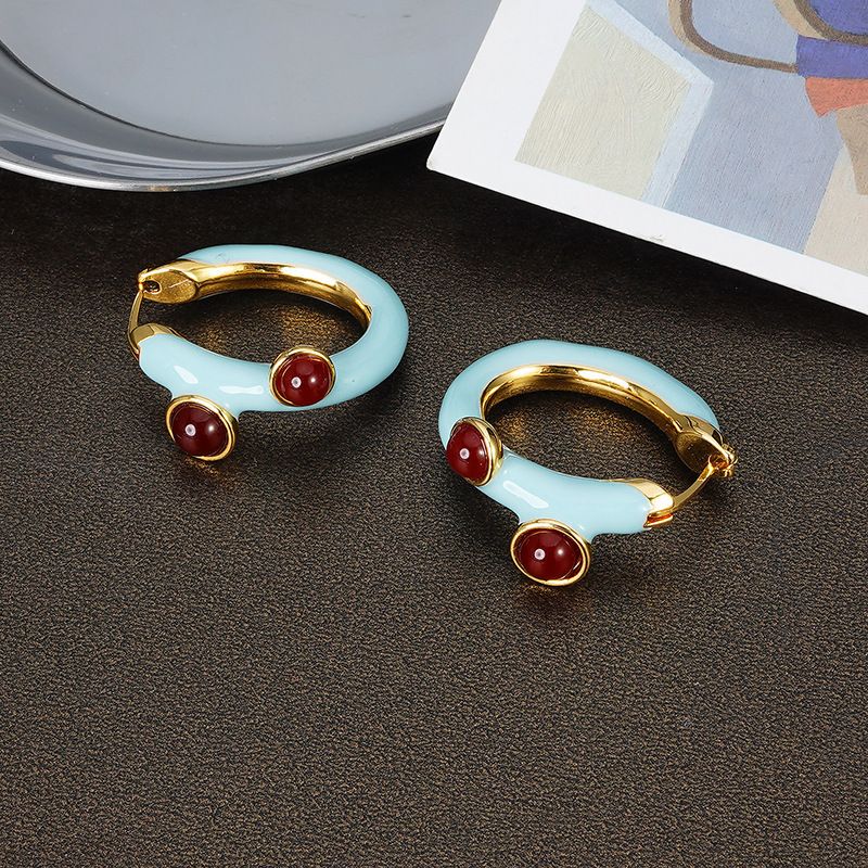 Emaille Ohrringe Frauen Nischenhit Farbe Kupfer Creolen Großhandel