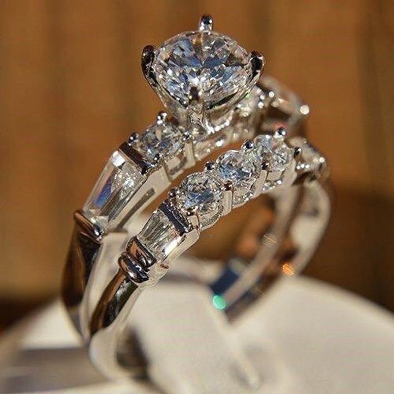 Neue Zirkon Damen Paar Ring Mode Vorschlag Verlobung Kupfer Ring Schmuck