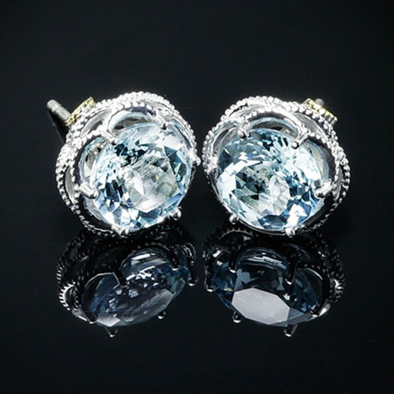 Fashion Micro-set Blue Zircon Copper Earrings Wholesale