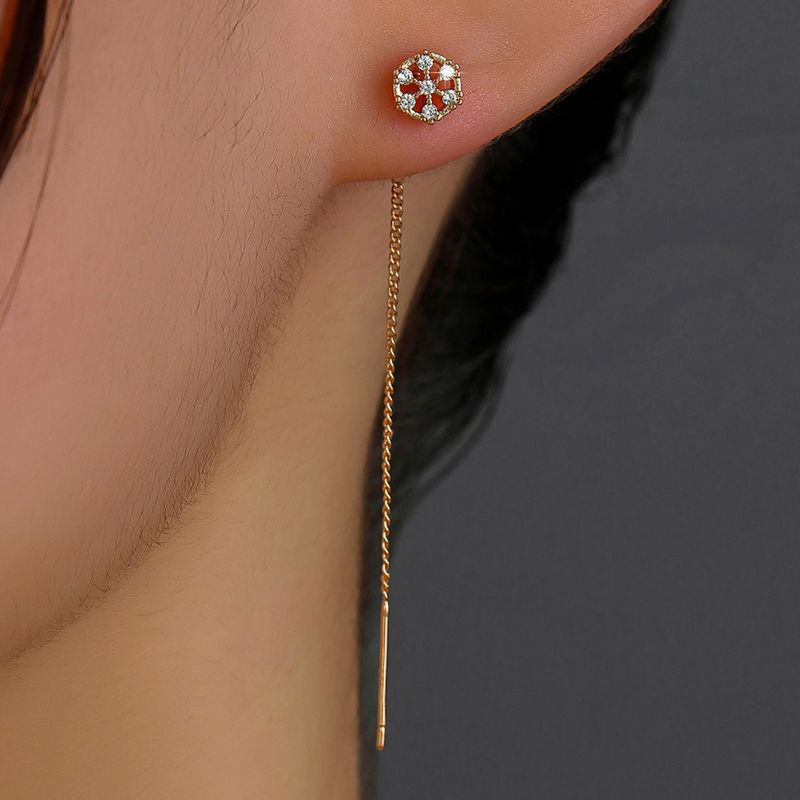 Fashion Trend Geometric Inlaid Zircon Metal Earrings Wholesale