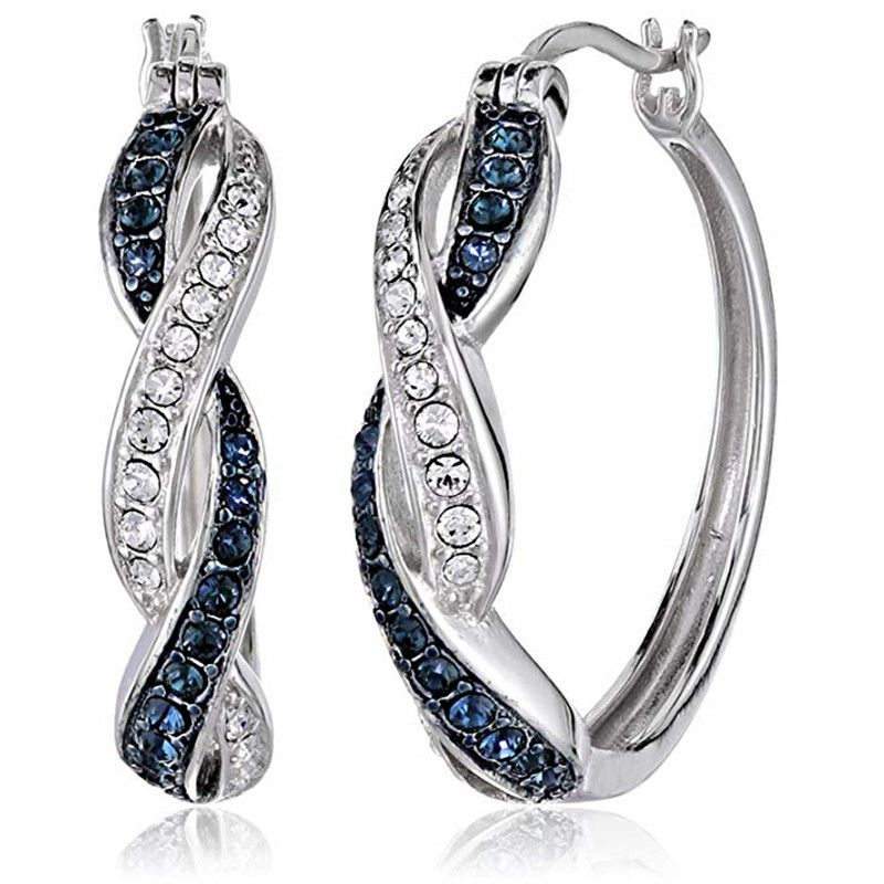 Boucles D&#39;oreilles De Couleur Contrastée En Alliage Géométrique Torsadé Cloutés De Zircons À La Mode En Gros