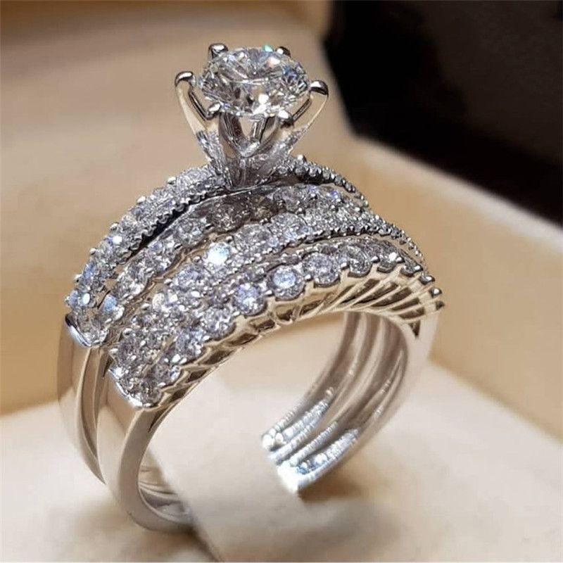 Fashion Romantic Alloy Inlaid Multi-row Rhinestone Geometric Ring