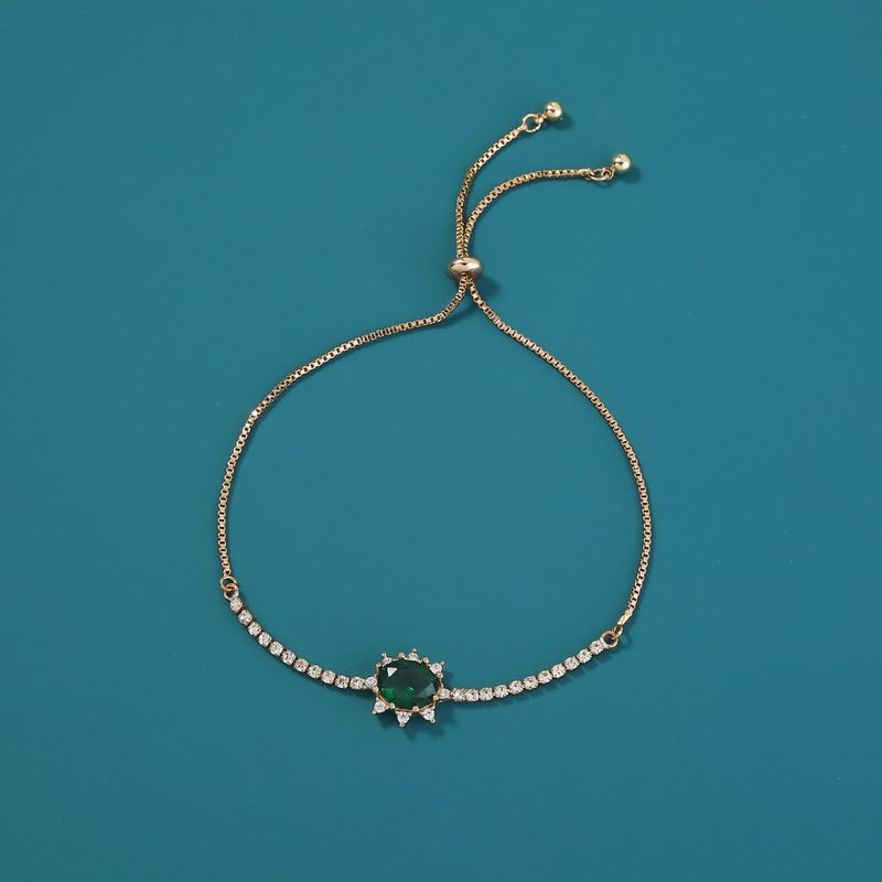 2022 Popular Creative Oval Emerald Inlaid Zircon Venice Adjustable Bracelet Bracelet Jewelry