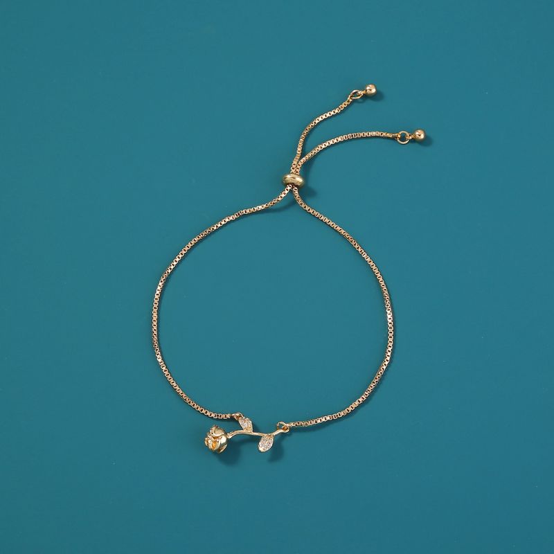 New Geometric Micro Setting Rose Zircon Venetian Adjustable Bracelet Jewelry