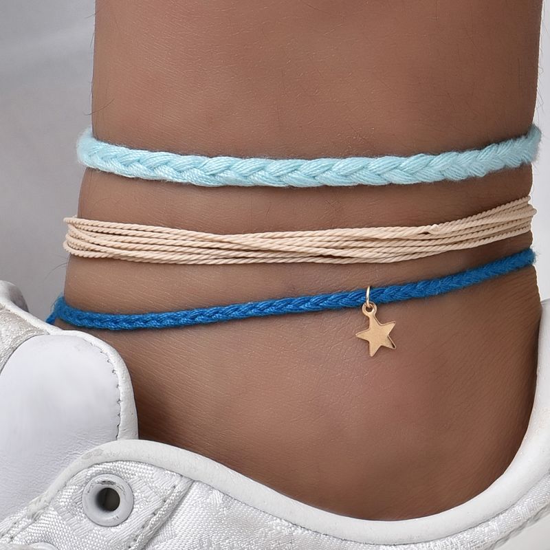 Boho Braided Rope New Small Star Pendent Anklet