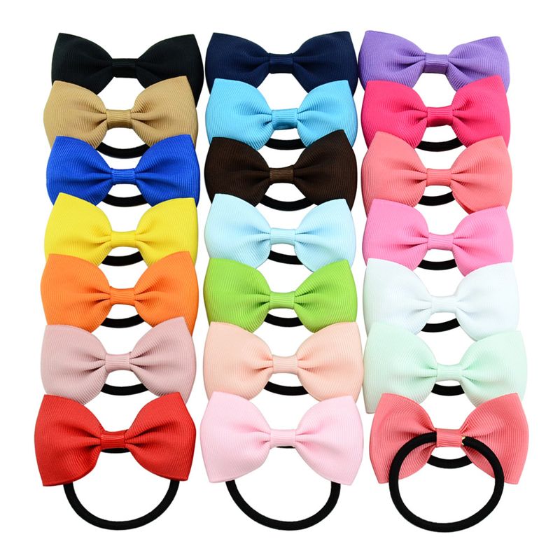 Simple Solid Color Children's Bow Cute Hair Rope Hair Ring Hair Accessories