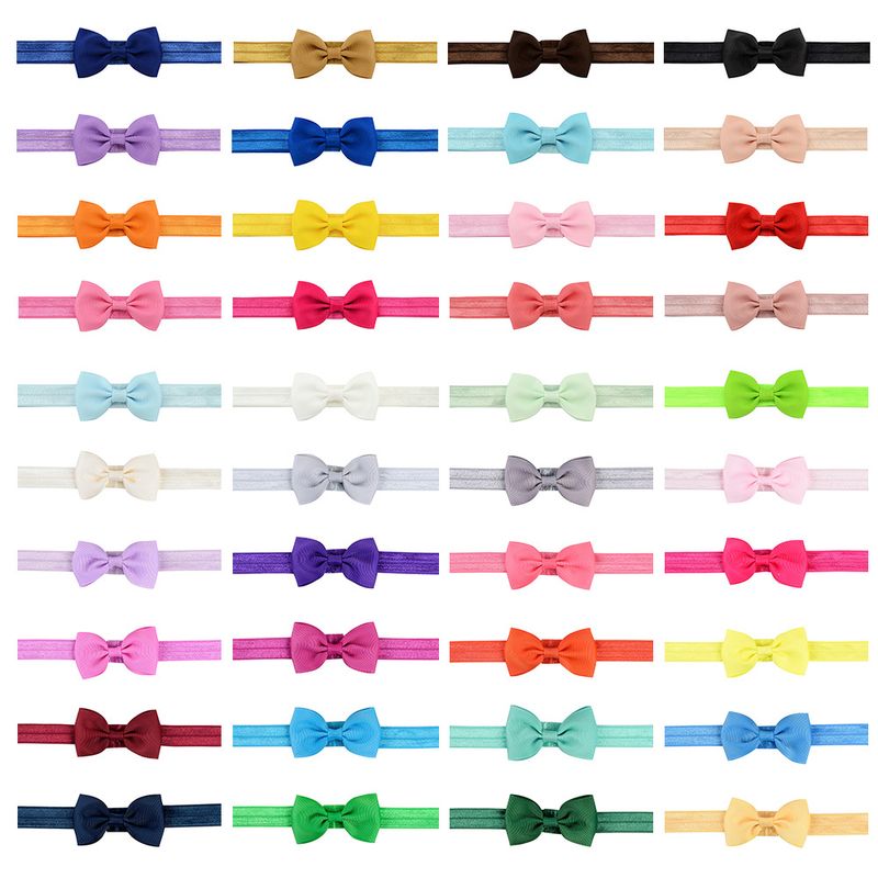 Fashion Solid Color Children's Hair Accessories Candy Color Rib Bow Headband Wholesale