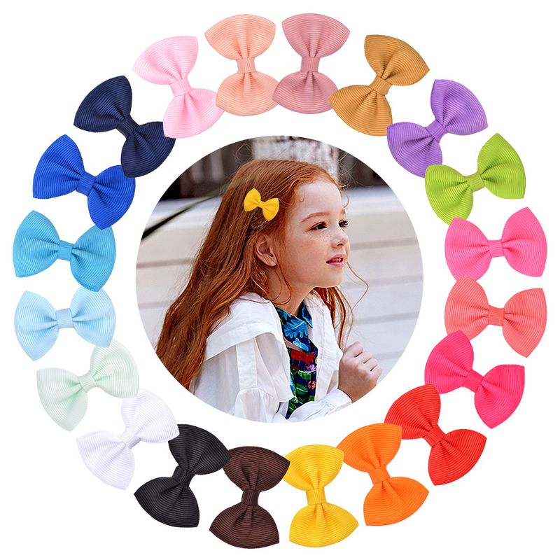 New Simple Children's Bow Hairpin Multicolor 4.5cm Solid Color Cute Side Clip