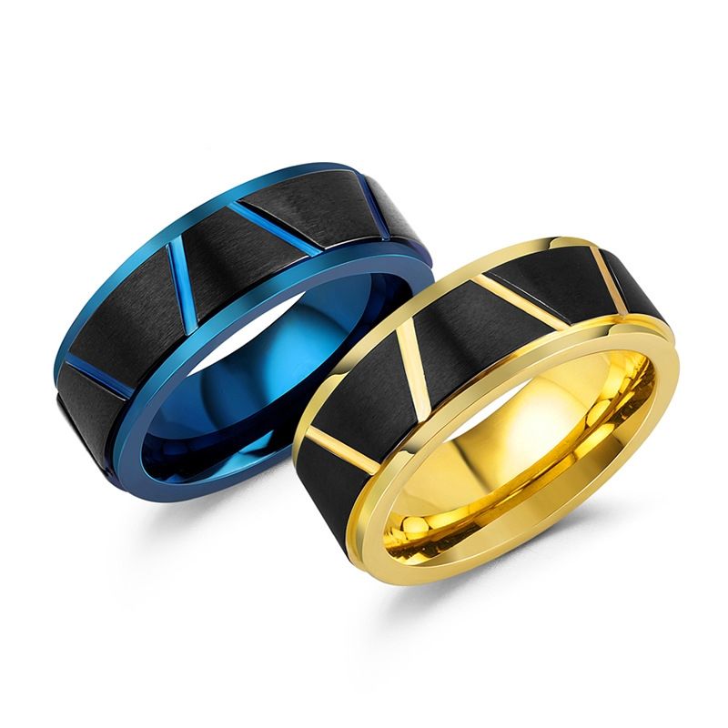 إكسسوارات خاتم من الفولاذ المقاوم للصدأ بلون ذهبي كلاسيكي بسيط
