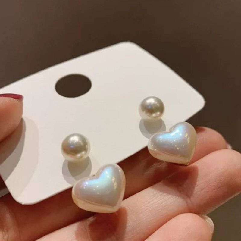 Simple Pearl Heart-shaped Earrings Fashion Alloy Earrings