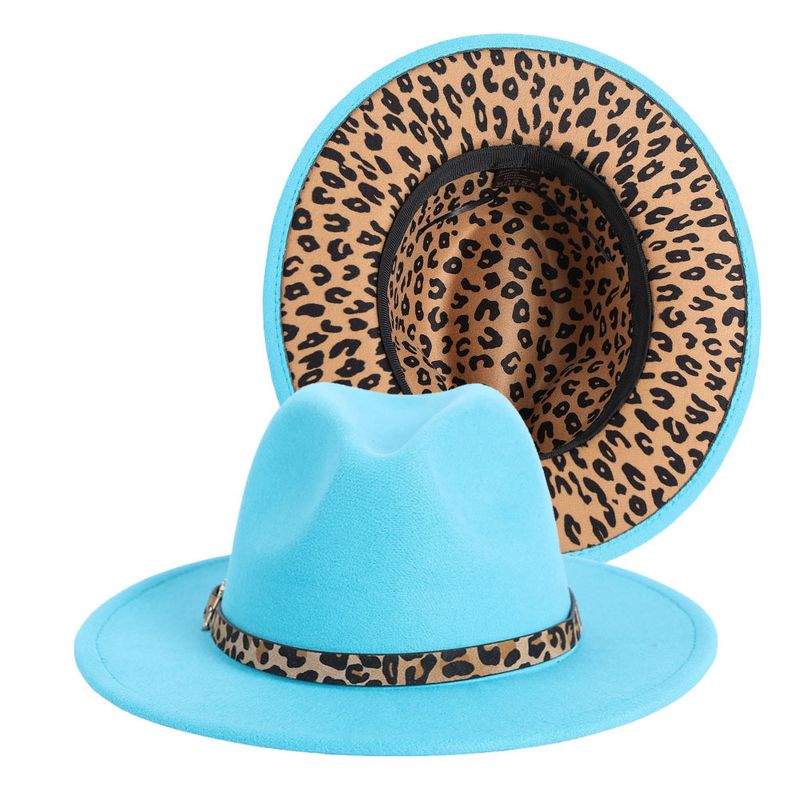 Sombrero De Copa De Lana Vintage Estampado De Leopardo Sombrero De Fieltro De Ala Grande Al Por Mayor