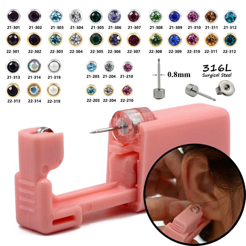 Pink Ear Piercer Disposable Safety Ear Piercing Gun 316l Stainless Steel Ear Nail Gun Tool